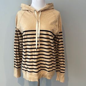 Jcrew tan and black striped hoodie sweatshirt- size M